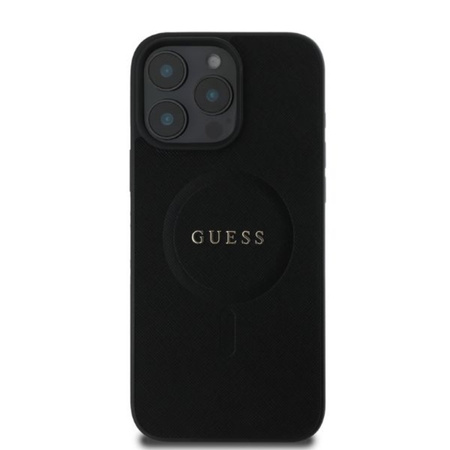 Guess Saffiano Classic Logo MagSafe - Etui iPhone 16 Pro (czarny) (GUHMP16LPSAHMCK)