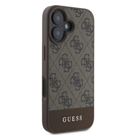 Guess 4G Bottom Stripe - Etui iPhone 16 (brązowy) (GUHCP16SG4GLBR)