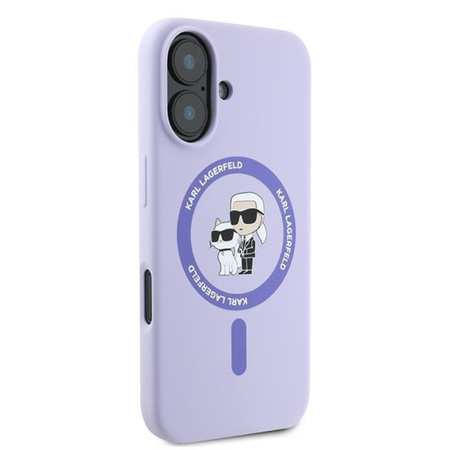 Karl Lagerfeld Silicone Karl & Choupette Ring MagSafe - Etui iPhone 16 Plus (fioletowy) (KLHMP16MSCMKCRHU)