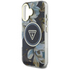 Guess Glitter Flowers Triangle Buttons MagSafe - Etui do iPhone 16 (czarny) (GUHMP16SHFLPEDK)