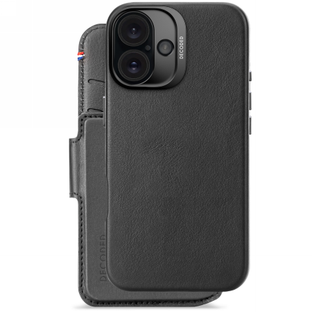 Decoded Leather Detachable Wallet - skórzana obudowa ochronna do iPhone 16 kompatybilna z MagSafe (black) (D25IPO16DW5BK)