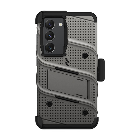 ZIZO BOLT Series - Pancerne etui Samsung Galaxy S23 ze szkłem 9H na ekran + uchwyt z podstawką (szary) (BOLT-SAMGS23-MGRBK)