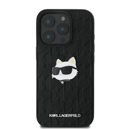 Karl Lagerfeld Monogram Choupette Head Pin - Etui iPhone 16 Pro (czarny) (KLHCP16LPGKLCHPK)