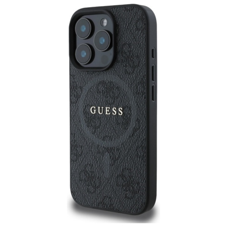 Guess 4G Ring Classic Logo MagSafe - Etui iPhone 16 Pro Max (czarny) (GUHMP16XG4GFRK)