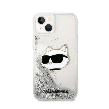 Karl Lagerfeld Liquid Glitter NFT Choupette Head - Etui iPhone 14 Plus (srebrny) (KLHCP14MLNCHCS)