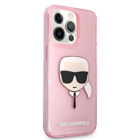 Karl Lagerfeld Karl’s Head Glitter - Etui iPhone 13 Pro Max (różowy) (KLHCP13XKHTUGLP)