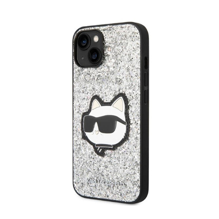 Karl Lagerfeld NFT Glitter Choupette Patch - Etui iPhone 14 Plus (srebrny) (KLHCP14MG2CPS)