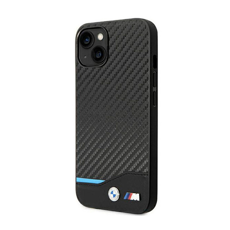 BMW Leather Carbon Blue Line  – Etui iPhone 14 Plus (Czarny) (BMHCP14M22NBCK)
