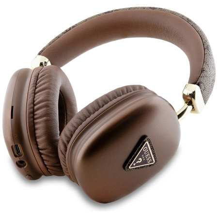Guess 4G Triangle Logo - Bezprzewodowe słuchawki nauszne Bluetooth V5.3 (brązowy) (GUBHK1P4TPW)