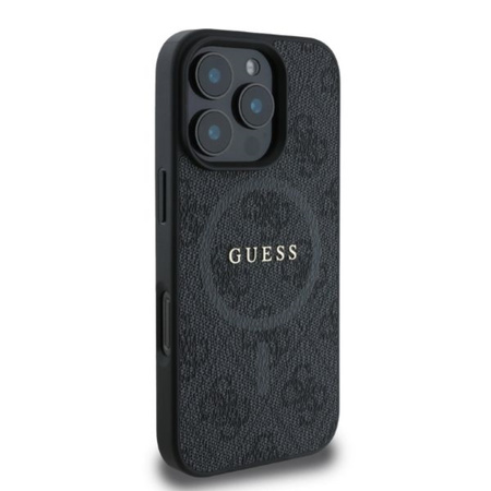 Guess 4G Ring Classic Logo MagSafe - Etui iPhone 16 Pro (czarny) (GUHMP16LG4GFRK)