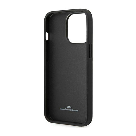 BMW Leather Blue Dots - Etui iPhone 14 Pro (czarny) (BMHCP14L22RBDK)