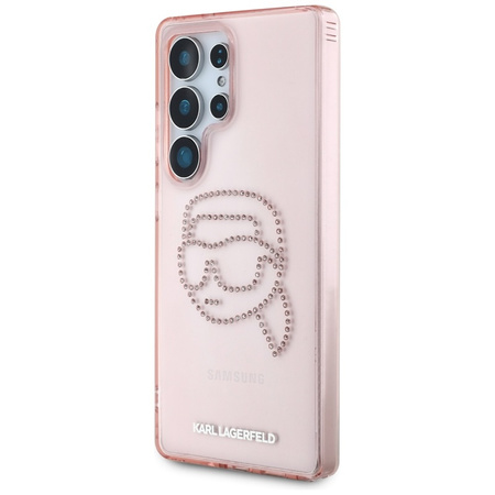 Karl Lagerfeld Rhinestones Karl Head Logo - Etui Samsung Galaxy S25 Ultra (różowy) (KLHCS25LHKHDCELP)