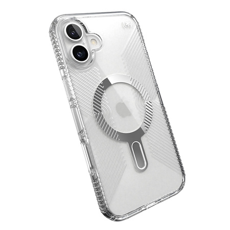 Speck Presidio Perfect-Clear Grip ClickLock & MagSafe - Etui iPhone 16 Plus (Clear / Chrome Finish / Serene Silver) (150716-3199)