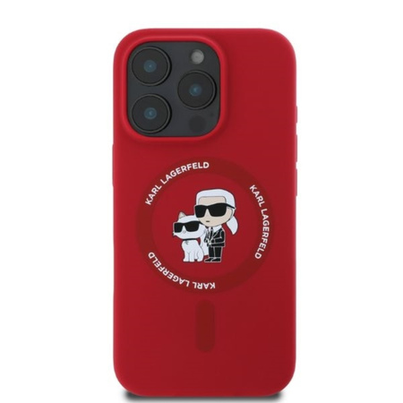 Karl Lagerfeld Silicone Karl & Choupette Ring MagSafe - Etui iPhone 16 Pro Max (czerwony) (KLHMP16XSCMKCRHR)