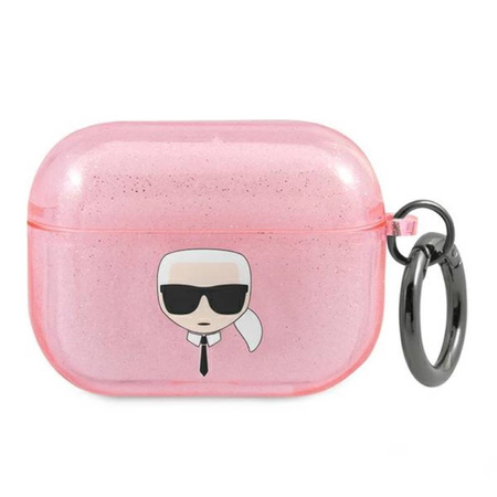 Karl Lagerfeld Karl Head Glitter - Etui Airpods Pro (różowy) (KLAPUKHGP)