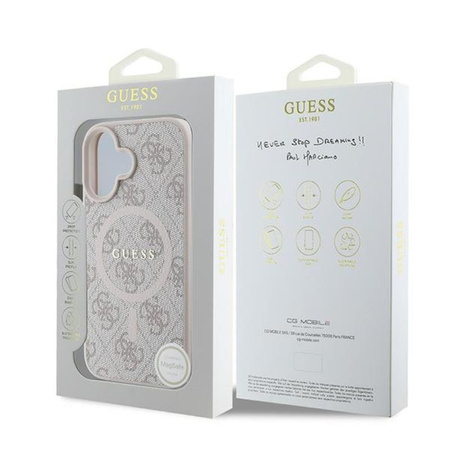 Guess 4G Ring Classic Logo MagSafe - Etui iPhone 16 Plus (różowy) (GUHMP16MG4GFRP)