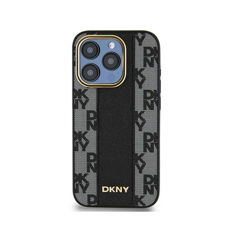 DKNY Leather Checkered Mono Pattern MagSafe - Etui iPhone 15 Pro Max (czarny) (DKHMP15XPCPVSLK)
