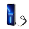 Guess 4G Print Cord - Etui ze smyczką iPhone 14 Pro (brązowy) (GUOHCP14LH4STW)