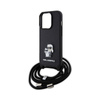 Karl Lagerfeld Crossbody Saffiano Metal Pin Karl & Choupette - Etui iPhone 15 Pro (czarny) (KLHCP15LSAKCPSK)