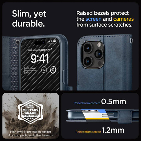 Spigen Wallet S Pro - Etui do iPhone 15 Pro (Navy) (ACS06741)