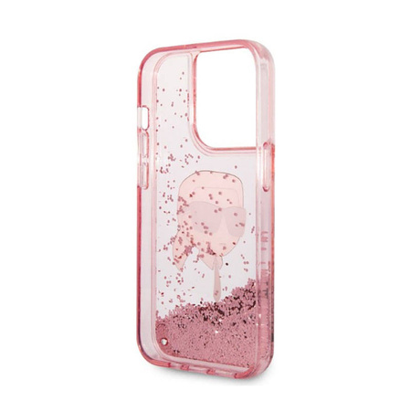 Karl Lagerfeld Liquid Glitter NFT Karl's Head - Etui iPhone 14 Pro Max (różowy) (KLHCP14XLNKHCP)