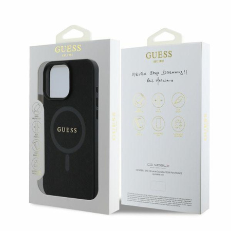 Guess Saffiano Classic Logo MagSafe - Etui iPhone 16 Pro (czarny) (GUHMP16LPSAHMCK)