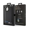 BMW Leather Carbon Blue Line - Etui iPhone 15 Plus (czarny) (BMHCP15M22NBCK)