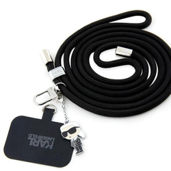 Karl Lagerfeld CBDY Cord - Uniwersalny pasek / smyczka do telefonu (czarny) (KLUCNMSCKIK)