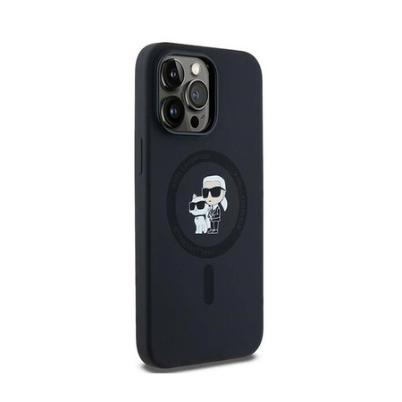 Karl Lagerfeld Silicone Karl & Choupette MagSafe - Etui iPhone 14 Pro (czarny) (KLHMP14LSCMKCRHK)