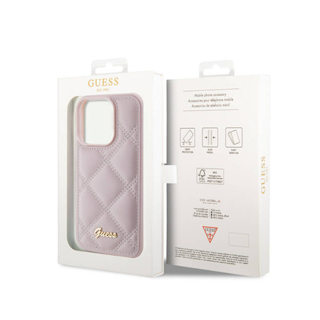 Guess Quilted Metal Logo - Etui iPhone 15 Pro Max (różowy) (GUHCP15XPSQSQSP)