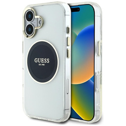 Guess IML Metal Colored Circle Classic Logo MagSafe - Etui do iPhone 16 (czarny) (GUHMP16SHTDRCEDK)