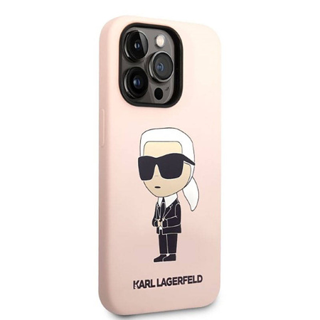 Karl Lagerfeld Silicone NFT Ikonik MagSafe - Etui iPhone 14 Pro (różowy) (KLHMP14LSNIKBCP)