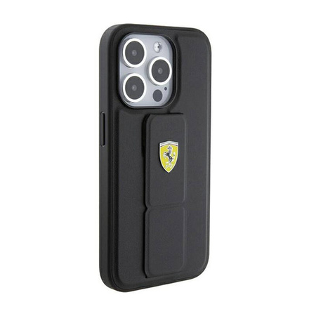 Ferrari Grip Stand Metal Logo - Etui iPhone 15 Pro (czarny) (FEHCP15LGSPSIK)