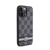DKNY Leather Checkered Mono Pattern & Printed Stripes - Etui iPhone 14 Pro Max (czarny) (DKHCP14XPCPTSSK)