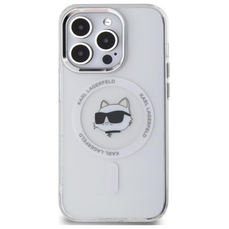 Karl Lagerfeld IML Metal Choupette Head MagSafe - Etui iPhone 14 Pro (biały) (KLHMP14LHLSCHH)