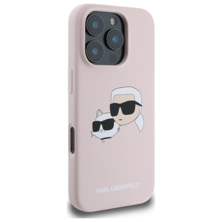 Karl Lagerfeld Silicone Double Heads Print MagSafe - Etui iPhone 16 Pro (różowy) (KLHMP16LSKCHPPLP)