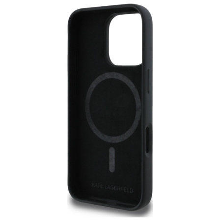 Karl Lagerfeld Silicone Double Heads Print MagSafe - Etui iPhone 16 Pro (czarny) (KLHMP16LSKCHPPLK)
