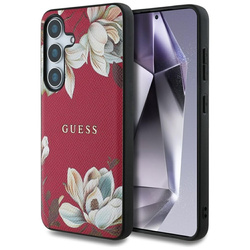 Guess Grained Printed Flower Pattern MagSafe - Etui do Samsung Galaxy S25 (fuksja) (GUHMS25SPGNMPLMF)