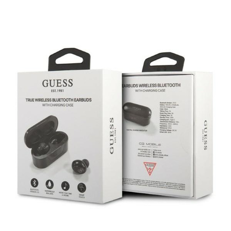 Guess True Wireless Earphones BT5.0 5H - Słuchawki TWS + etui ładujące (czarny) (GUTWST31EK)