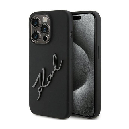 Karl Lagerfeld Silicone Karl Script - Etui iPhone 15 Pro (czarny) (KLHCP15LSKSBMCK)