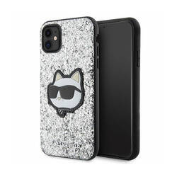Karl Lagerfeld NFT Glitter Choupette Patch - Etui iPhone 11 (Srebrny) (KLHCN61G2CPS)