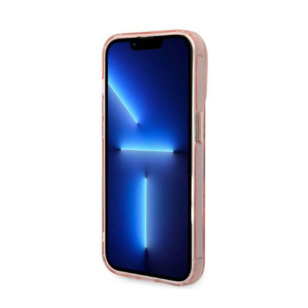 Guess Gold Outline Translucent MagSafe - Etui iPhone 14 Pro (różowy) (GUHMP14LHTCMP)
