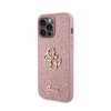 Guess Glitter Script Big 4G - Etui iPhone 15 Pro (różowy) (GUHCP15LHG4SGP)