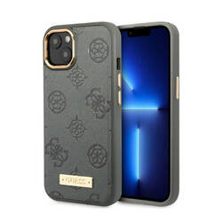 Guess Peony Logo Plate MagSafe - Etui iPhone 13 (szary) (GUHMP13MSAPSTG)