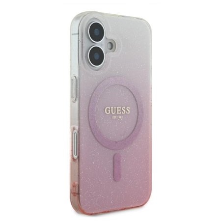 Guess IML Glitter Gradient MagSafe - Etui iPhone 16 Plus (różowy) (GUHMP16MHGRCELP)
