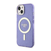 Guess Glitter Gold MagSafe - Etui iPhone 14 (Purpurowy) (GUHMP14SHCMCGU)