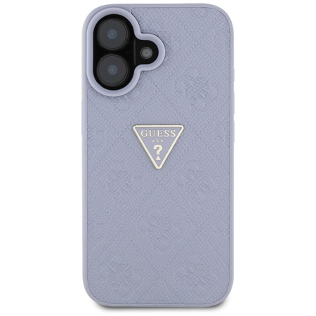 Guess Hot Stamp 4G Pattern Triangle Metal Logo - Etui do iPhone 16 (fioletowy) (GUHCP16SPGP4STRU)