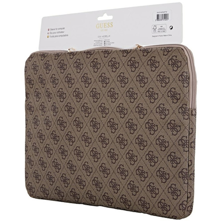 Guess 4G Zipper Pocket Triangle Logo Sleeve - Etui na notebooka 14" (brązowy) (GUCS14ZP4DPTW)