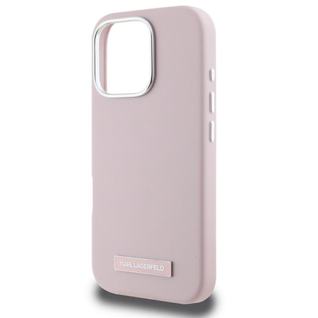 Karl Lagerfeld FW Metal Plate MagSafe - Etui iPhone 16 Pro (różowy) (KLHMP16LPGMSRPP)