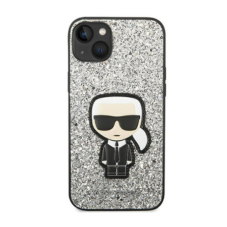 Karl Lagerfeld Glitter Flakes Ikonik - Etui iPhone 14 Plus (srebrny) (KLHCP14MGFKPG)